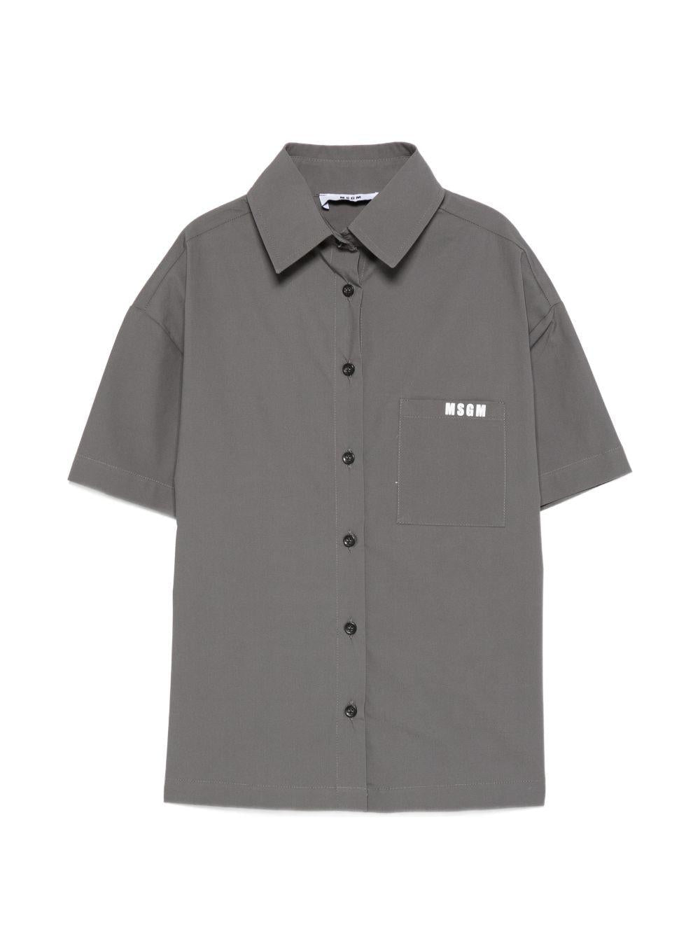 Camicia per bambina MSGM Kids grigia con logo sul davanti - Rubino Kids