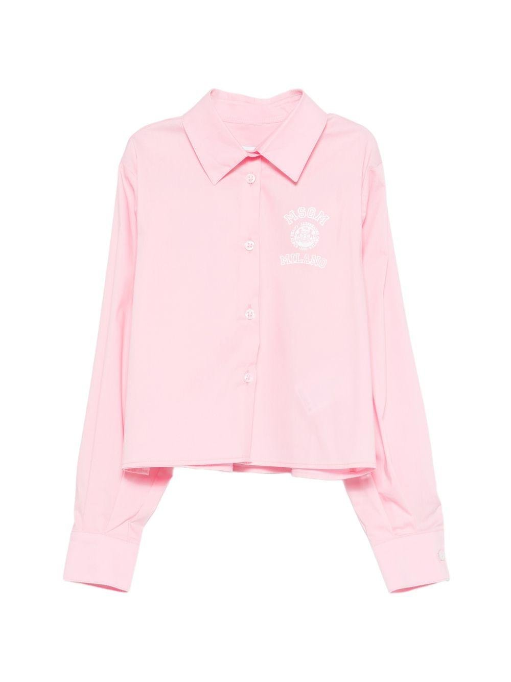 Camicia per bambina MSGM Kids rosa con colletto classico - Rubino Kids