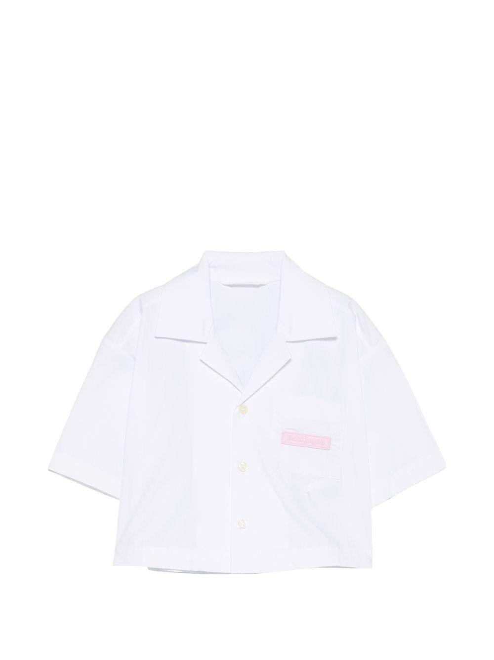 Camicia per bambina Palm Angels Kids bianca con taschino sul petto - Rubino Kids