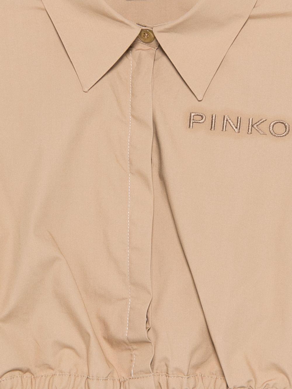 Camicia per bambina Pinko Kids beige con logo ricamato sul davanti - Rubino Kids