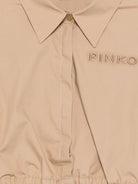 Camicia per bambina Pinko Kids beige con logo ricamato sul davanti - Rubino Kids