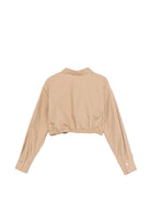 Camicia per bambina Pinko Kids beige con logo ricamato sul davanti - Rubino Kids