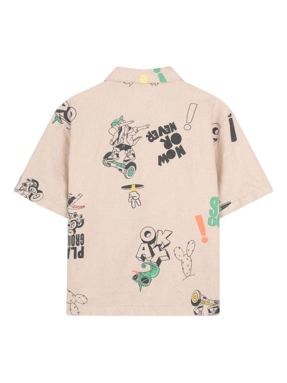 Camicia per bambino Billieblush beige con stampa grafica all - over - Rubino Kids