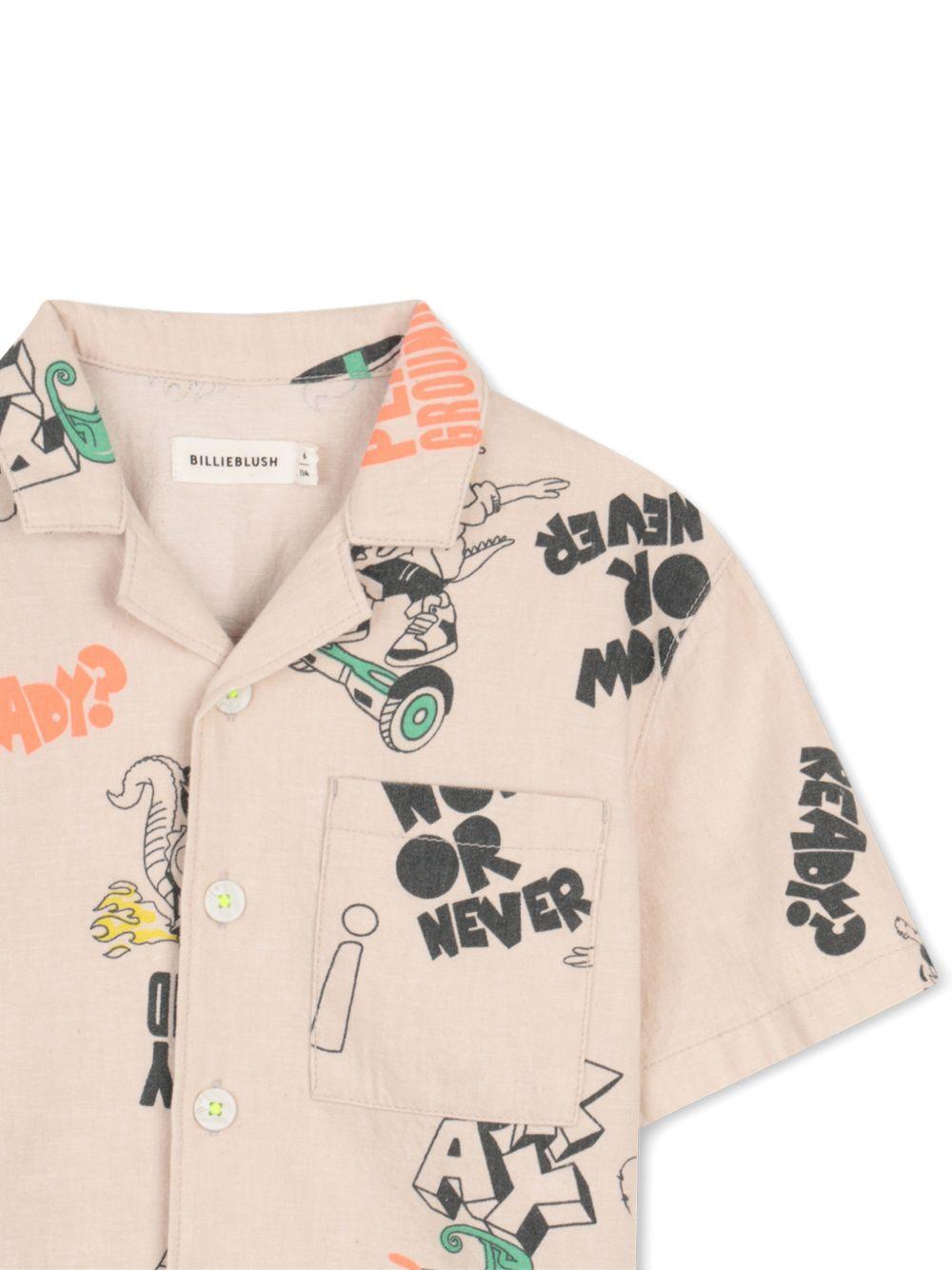 Camicia per bambino Billieblush beige con stampa grafica all - over - Rubino Kids