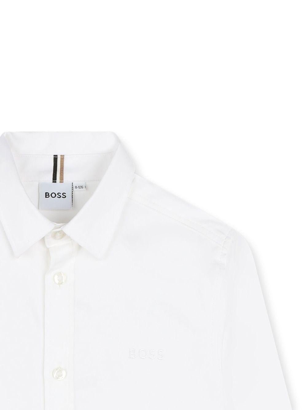 Camicia per bambino Boss Kids bianca con logo ricamato - Rubino Kids