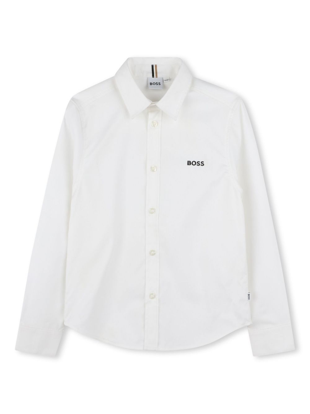 Camicia per bambino Boss kidswear bianco a maniche lunghe con chiusura frontale con abbottonatura - Rubino Kids