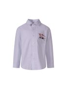 Camicia per bambino Burberry Kids azzurra con Equestrian Knight sul davanti - Rubino Kids