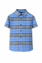 Camicia per bambino Burberry Kids azzurra con motivo a quadri - Rubino Kids