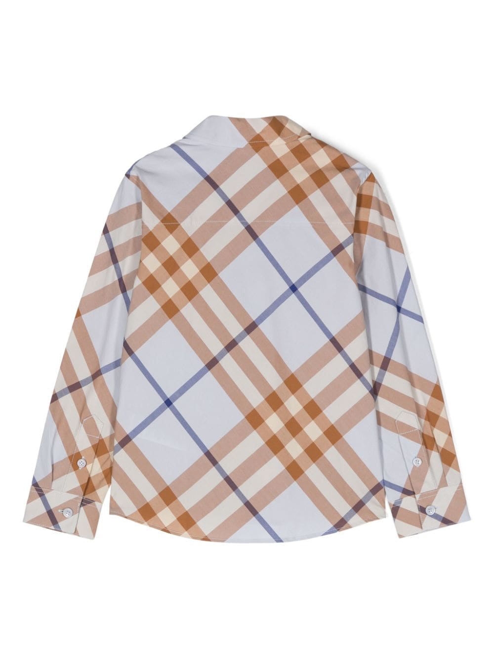 Camicia per bambino Burberry Kids azzurra con motivo check diagonale - Rubino Kids