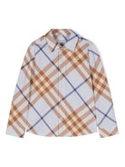 Camicia per bambino Burberry Kids azzurra con motivo check diagonale - Rubino Kids