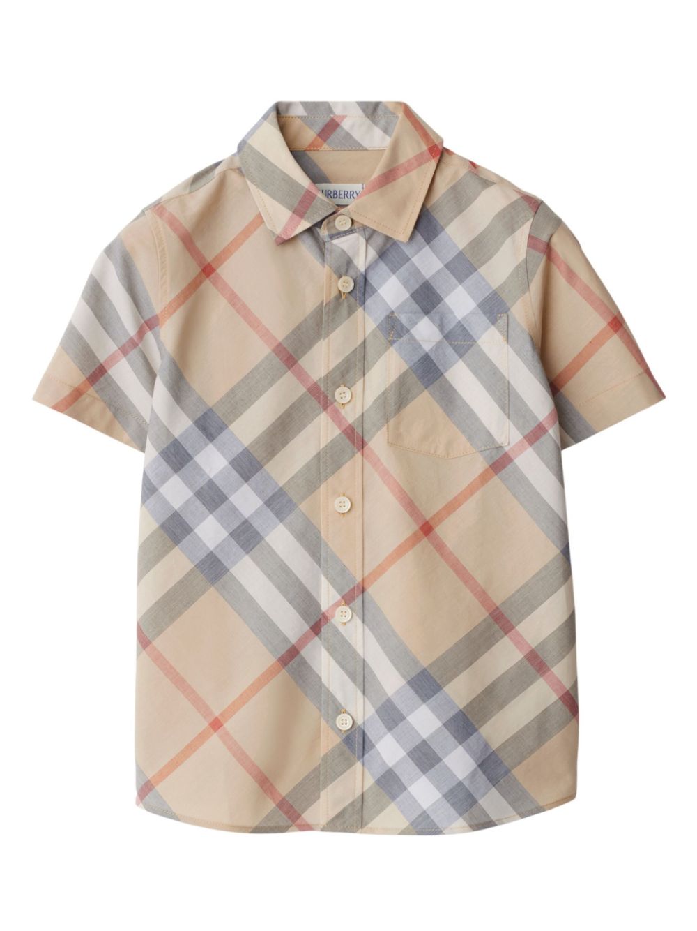 Camicia per bambino Burberry Kids beige con motivo a quadri - Rubino Kids