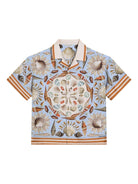 Camicia per bambino Dolce & Gabbana Kids azzurra con stampa grafica all - over - Rubino Kids