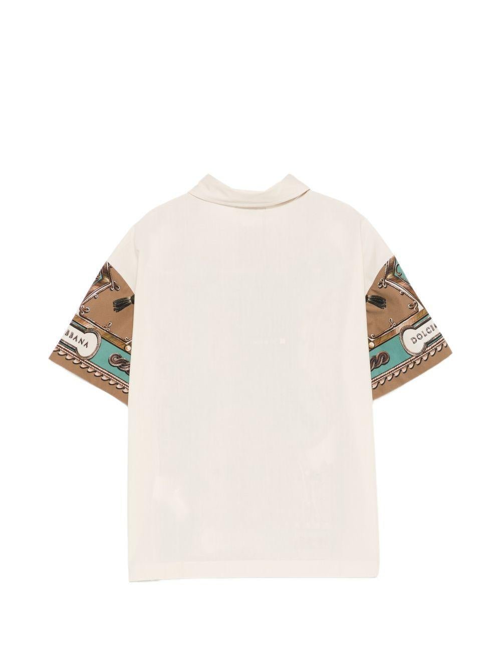 Camicia per bambino Dolce & Gabbana Kids beige con stampa grafica all - over - Rubino Kids
