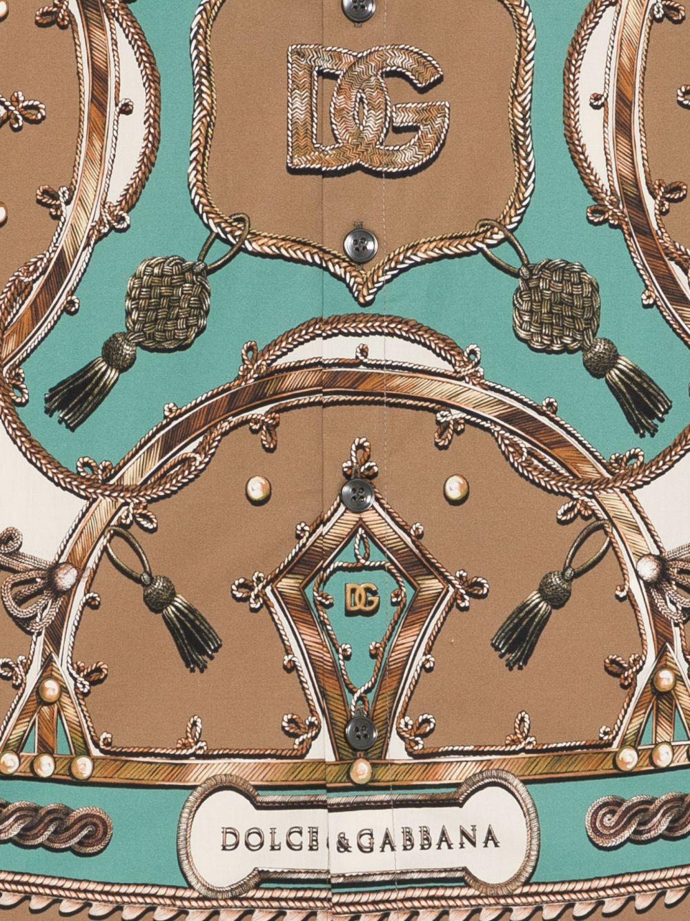 Camicia per bambino Dolce & Gabbana Kids beige con stampa grafica all - over - Rubino Kids