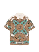 Camicia per bambino Dolce & Gabbana Kids beige con stampa grafica all - over - Rubino Kids