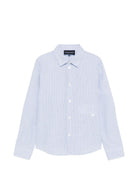 Camicia per bambino Emporio Armani Kids azzurra con logo ricamato sul davanti - Rubino Kids