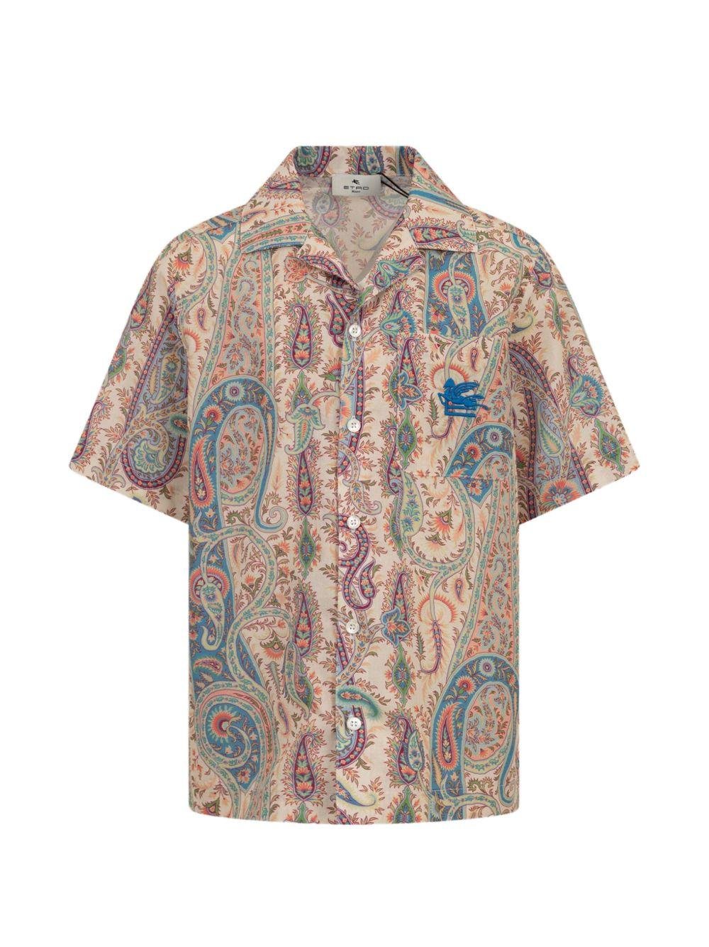 Camicia per bambino Etro Kids beige con stampa Paisley all - over - Rubino Kids