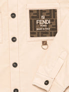 Camicia per bambino Fendi Kids beige con tasca logata FF e bottoni a contrasto - Rubino Kids