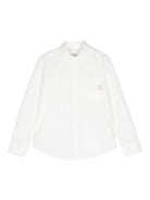 Camicia per bambino Fendi Kids bianco in cotone con logo sul davanti - Rubino Kids