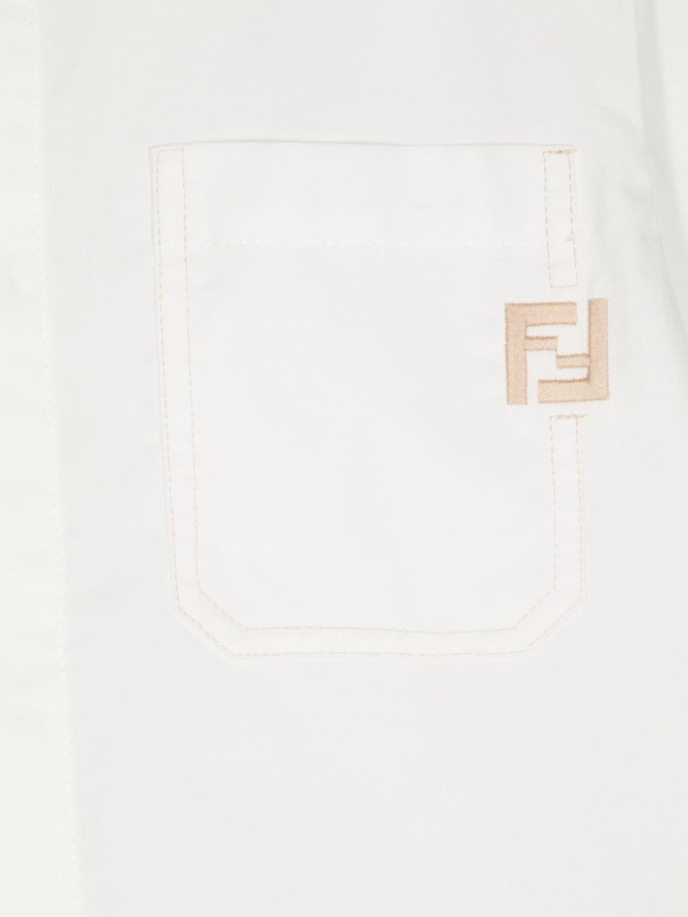 Camicia per bambino Fendi Kids bianco in cotone con logo sul davanti - Rubino Kids