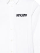 Camicia per bambino Moschino Kids bianco con logo ricamato sul davanti - Rubino Kids