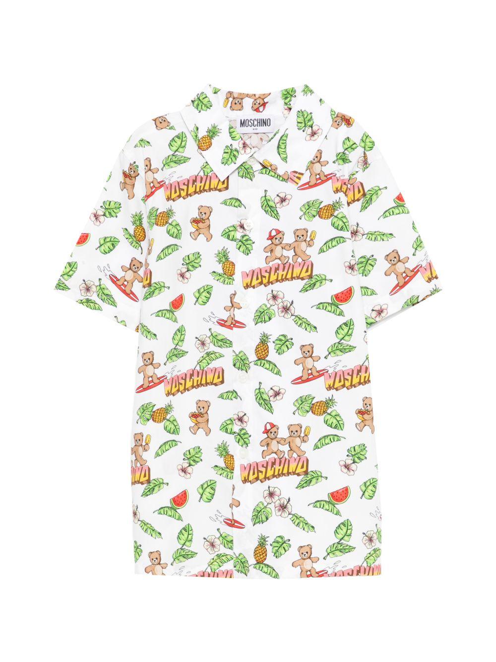 Camicia per bambino Moschino Kids bianco con motivo teddy bear - Rubino Kids