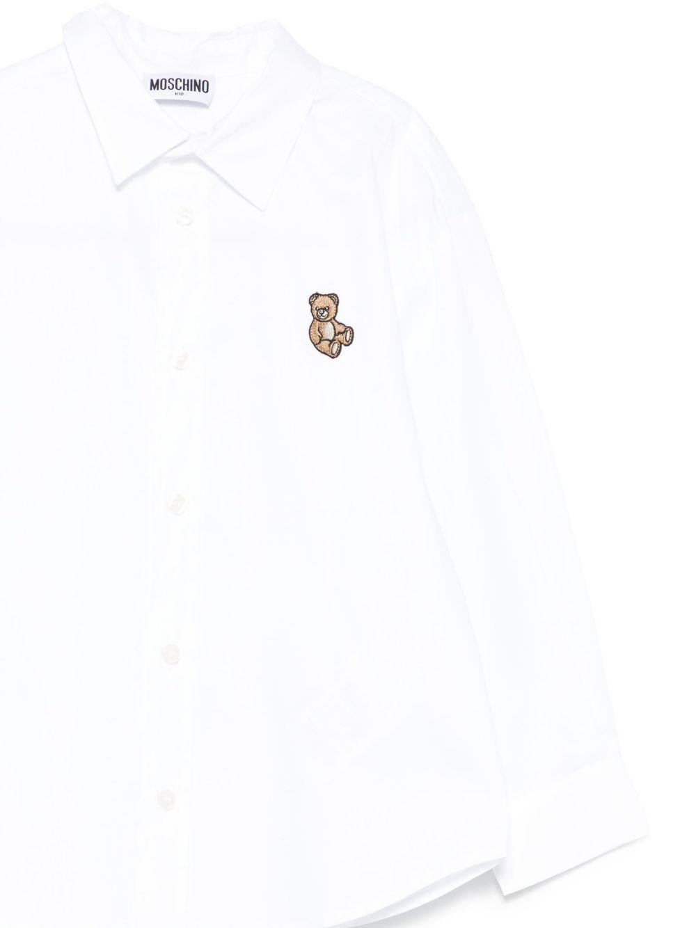 Camicia per bambino Moschino Kids bianco con ricamo Teddy - Rubino Kids