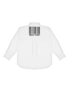 Camicia per bambino Moschino Kids bianco con stampa logo sul petto - Rubino Kids