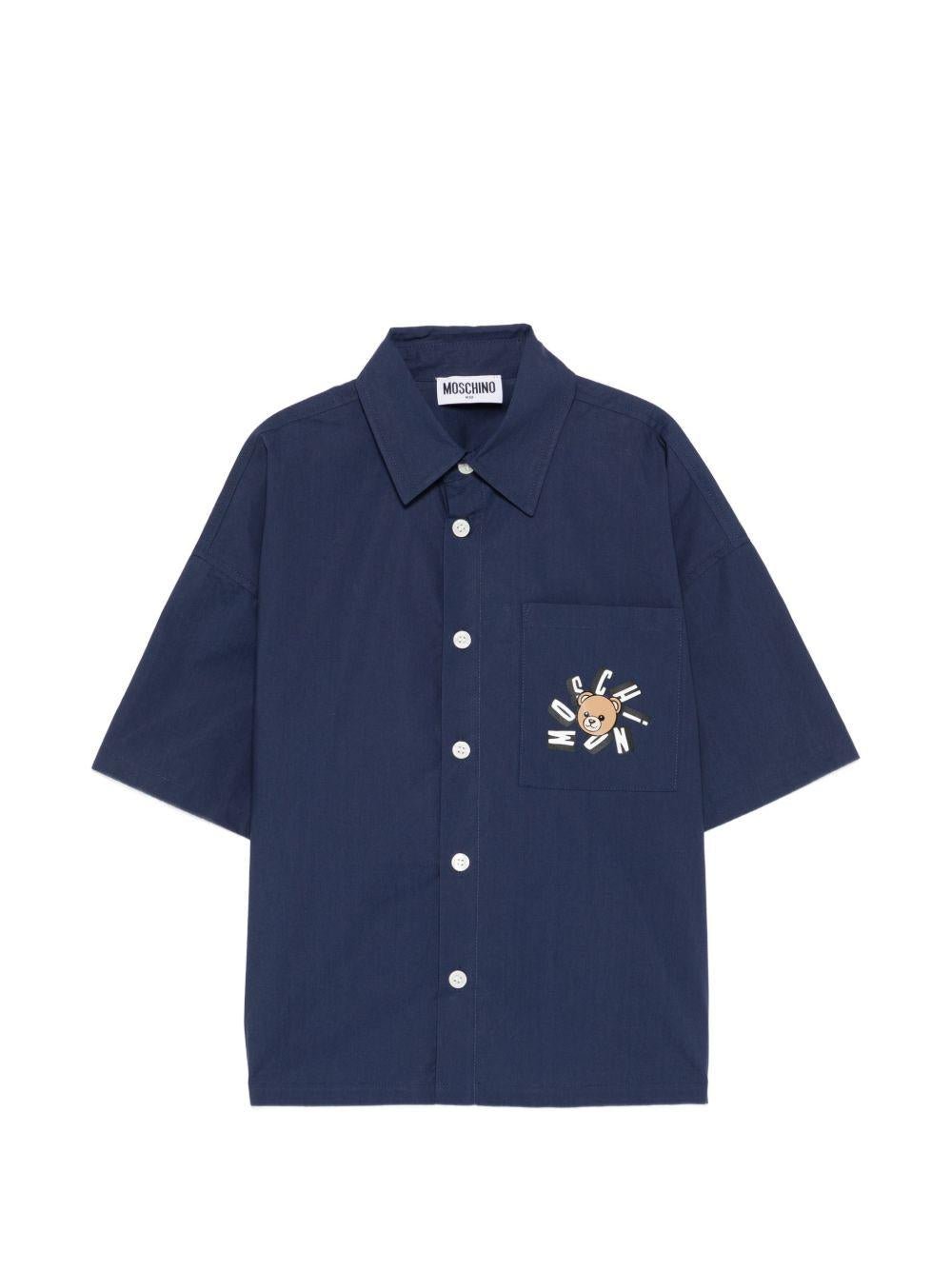 Camicia per bambino Moschino Kids blu con colletto classico - Rubino Kids