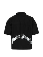 Camicia per bambino Palm Angels Kids nera con logo sul davanti - Rubino Kids