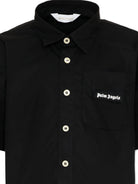 Camicia per bambino Palm Angels Kids nera con logo sul davanti - Rubino Kids