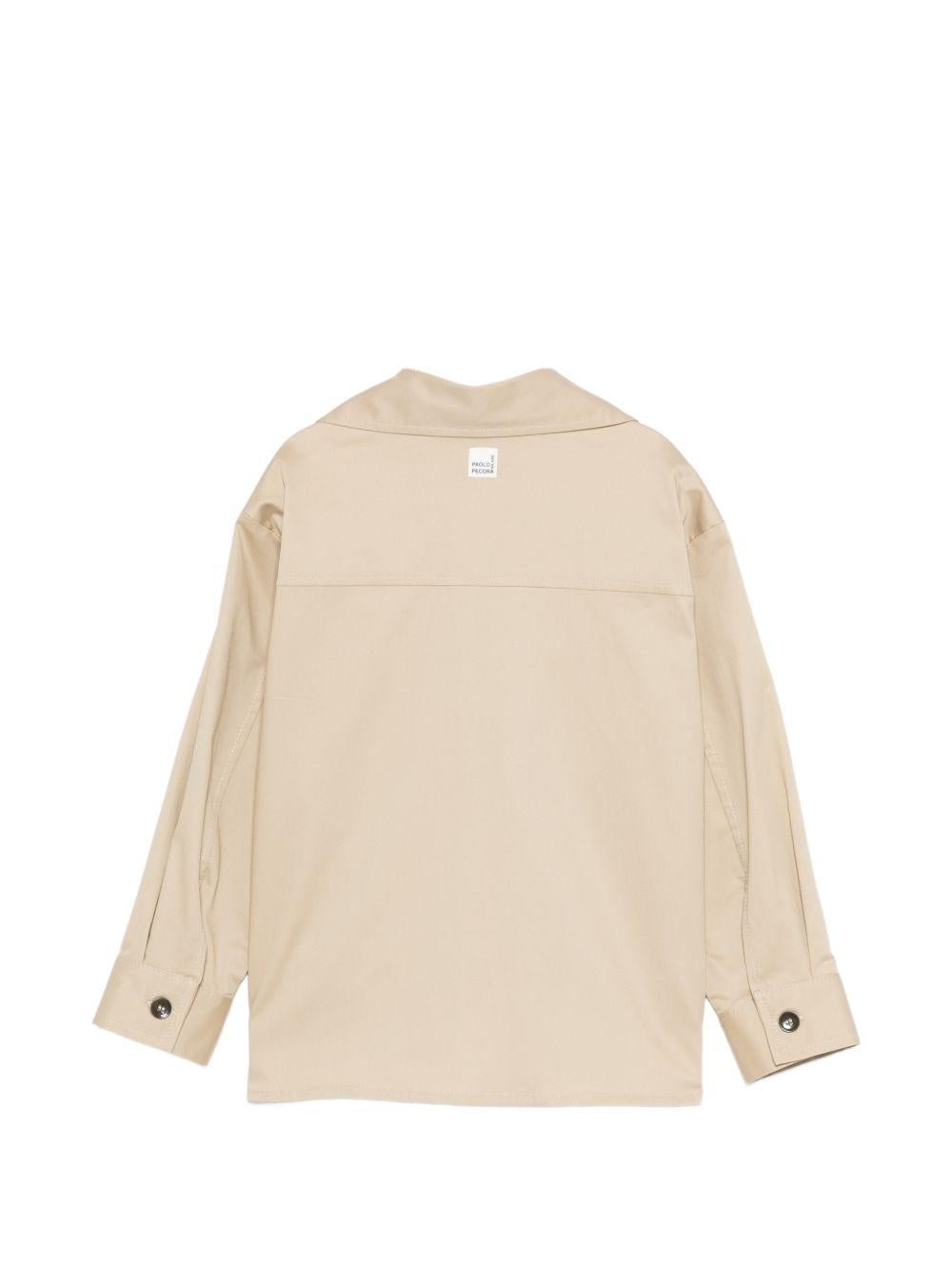 Camicia per bambino Paolo Pecora Kids beige con tasche a patta - Rubino Kids