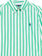 Camicia per bambino Polo Ralph Lauren Kids a righe verde e bianco con ricamo Polo Pony - Rubino Kids