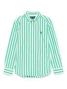 Camicia per bambino Polo Ralph Lauren Kids a righe verde e bianco con ricamo Polo Pony - Rubino Kids