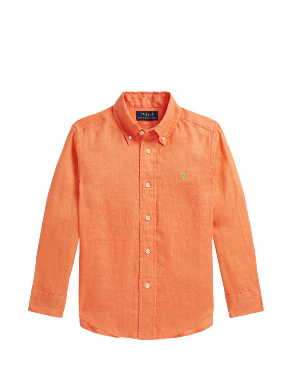Camicia per bambino Polo Ralph Lauren Kids arancione con colletto classico - Rubino Kids
