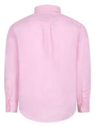 Camicia per bambino POLO RALPH LAUREN KIDS rosa in lino - Rubino Kids