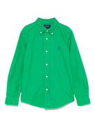 Camicia per bambino Polo Ralph Lauren Kids verde con ricamo Polo Pony - Rubino Kids