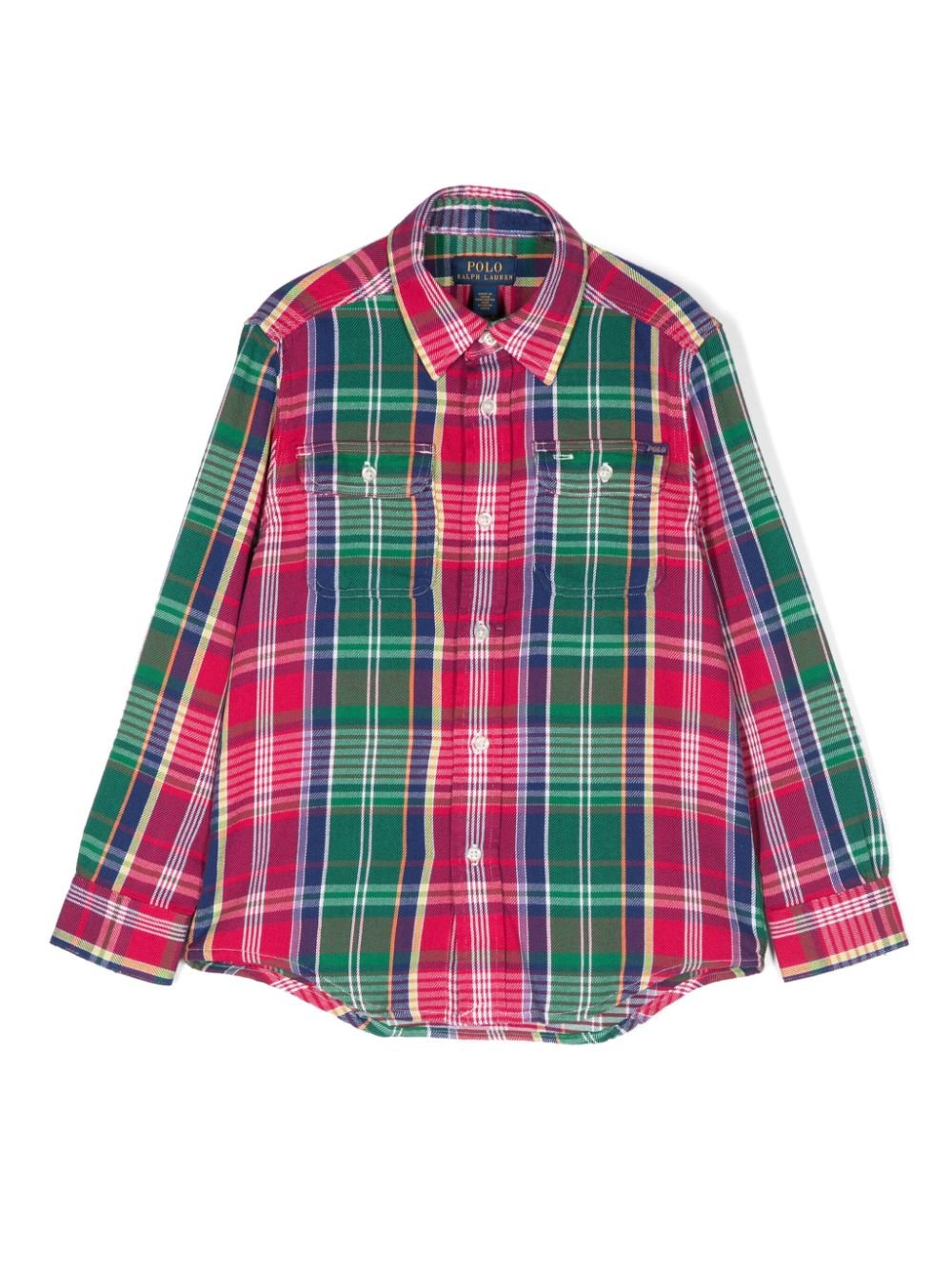 Camicia per bambino Ralph Lauren Kids a quadri rossi e verdi con dettagli multicolor - Rubino Kids