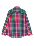 Camicia per bambino Ralph Lauren Kids a quadri rossi e verdi con dettagli multicolor - Rubino Kids