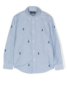 Camicia per bambino Ralph Lauren Kids Polo Pony azzurro con ricamo all over - Rubino Kids