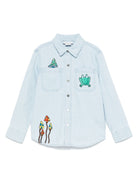 Camicia per bambino Stella McCartney Kids denim con ricamo stile animazione - Rubino Kids