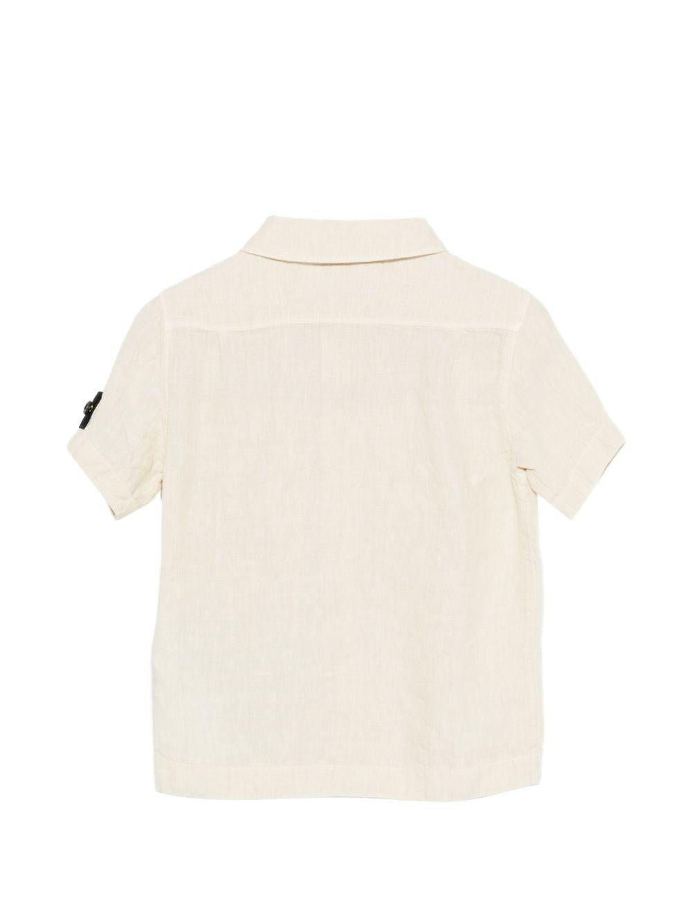 Camicia per bambino Stone Island Junior beige a maniche corte - Rubino Kids