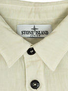 Camicia per bambino Stone Island Junior beige in lino con applicazione Compass - Rubino Kids