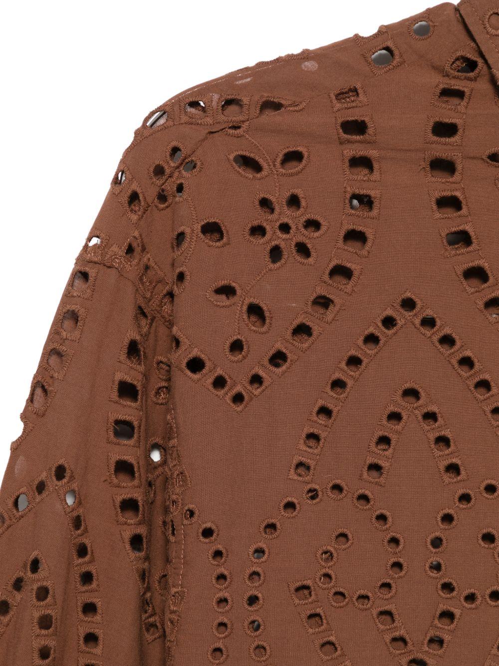 Camicia per donna MC2 Saint Barth marrone con dettagli cut - out - Rubino Kids