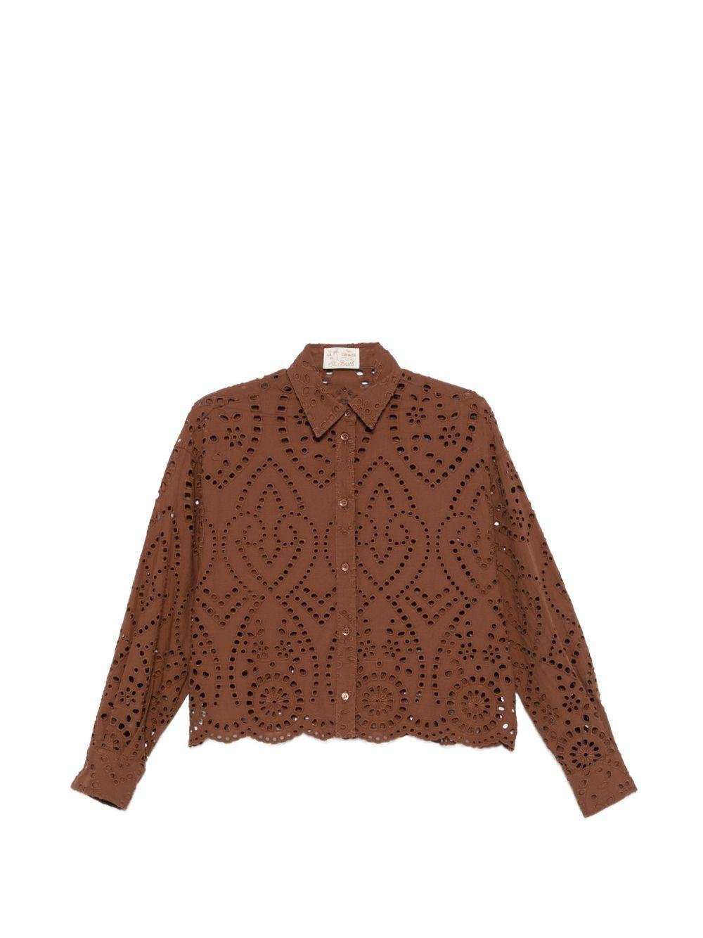 Camicia per donna MC2 Saint Barth marrone con dettagli cut - out - Rubino Kids