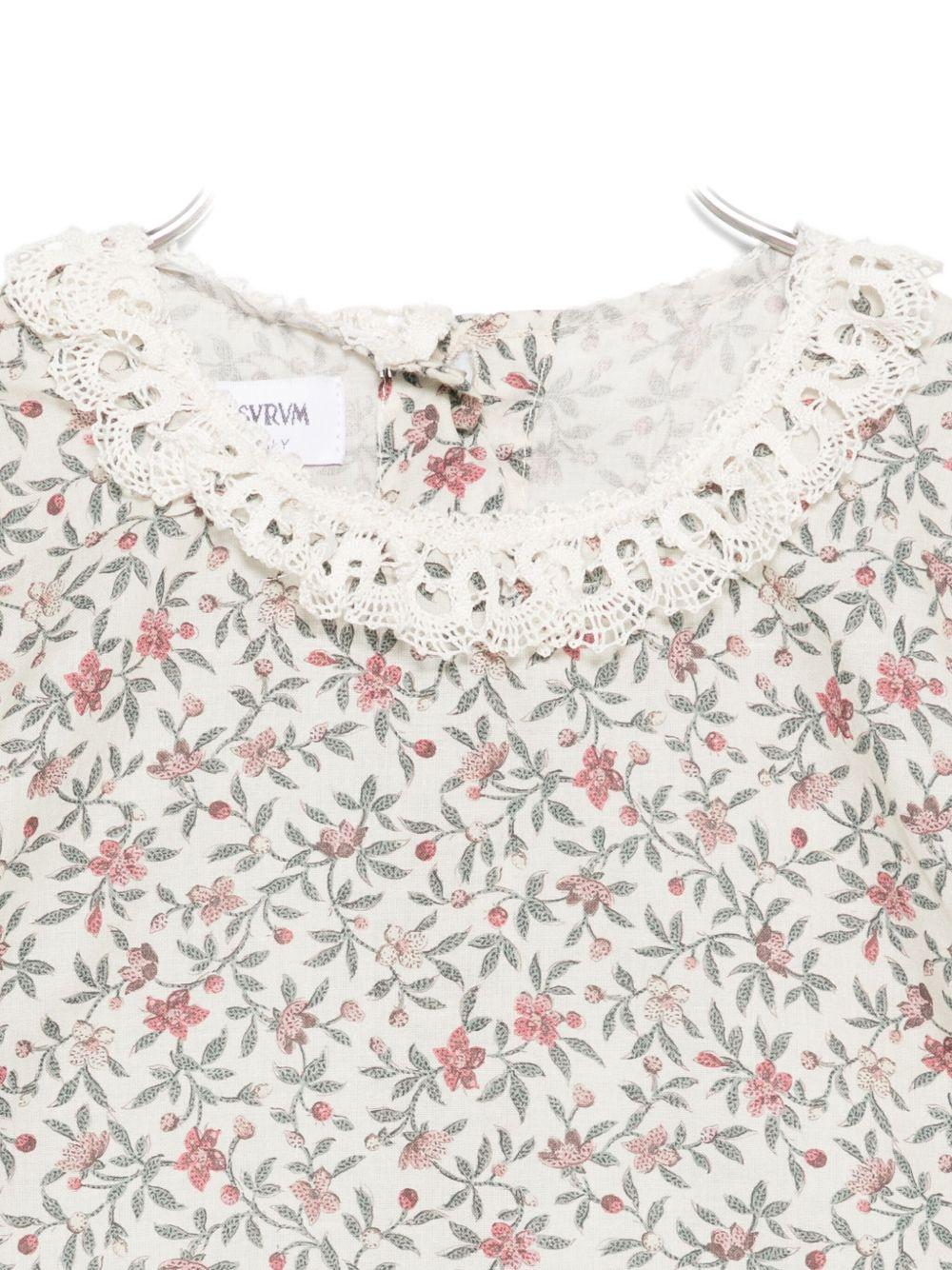 Camicia per neonata Jesurum Baby écru con stampa floreale - Rubino Kids