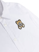 Camicia per neonati Moschino Kids bianco con applicazione Teddy Bear - Rubino Kids