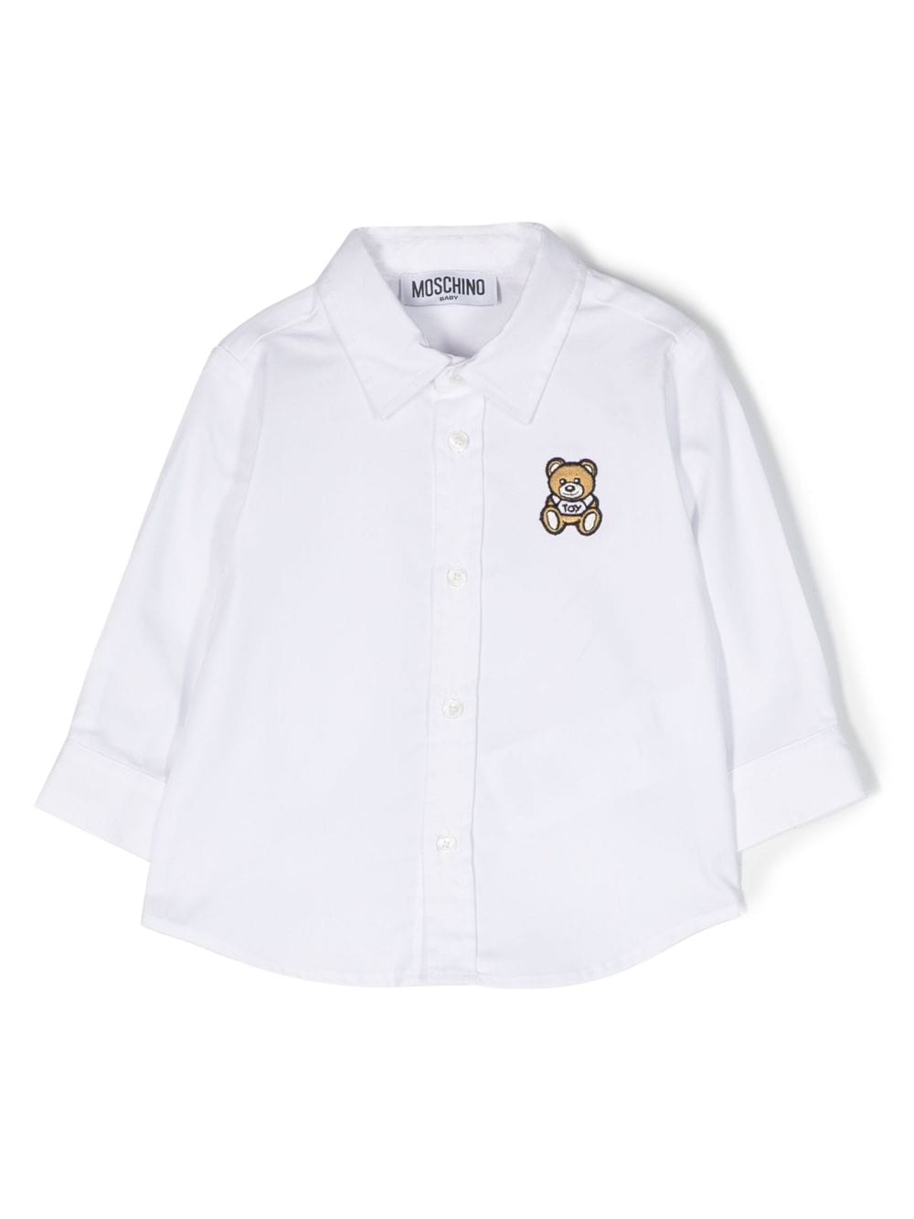 Camicia per neonati Moschino Kids bianco con applicazione Teddy Bear - Rubino Kids