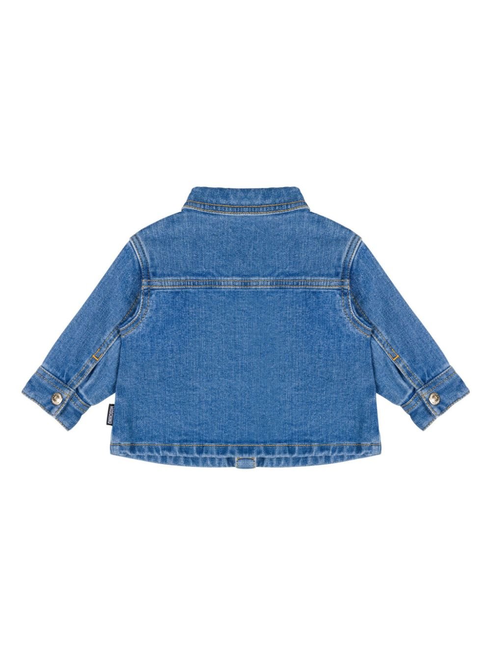 Camicia per neonati Moschino Kids in denim con applicazione Teddy Bear sulla tasca - Rubino Kids