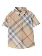 Camicia per neonato Burberry Kids beige con motivo a quadri - Rubino Kids